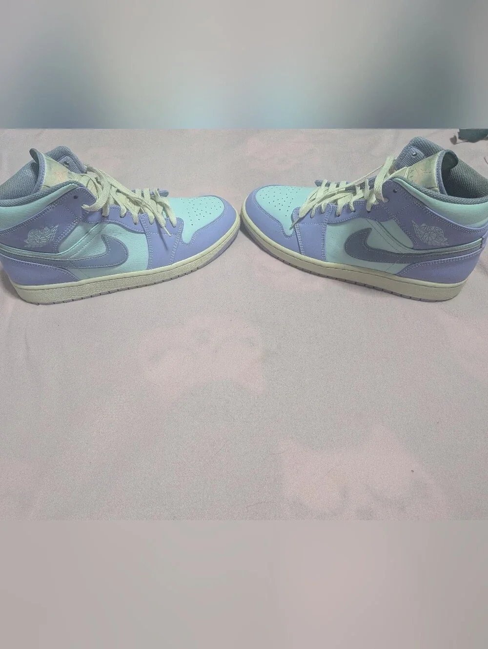 Jordan 1 Mid Sneakers in Light Blue & Lavender